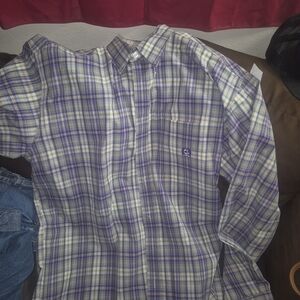 Cinch Men's Purple and White Plaid Shirt